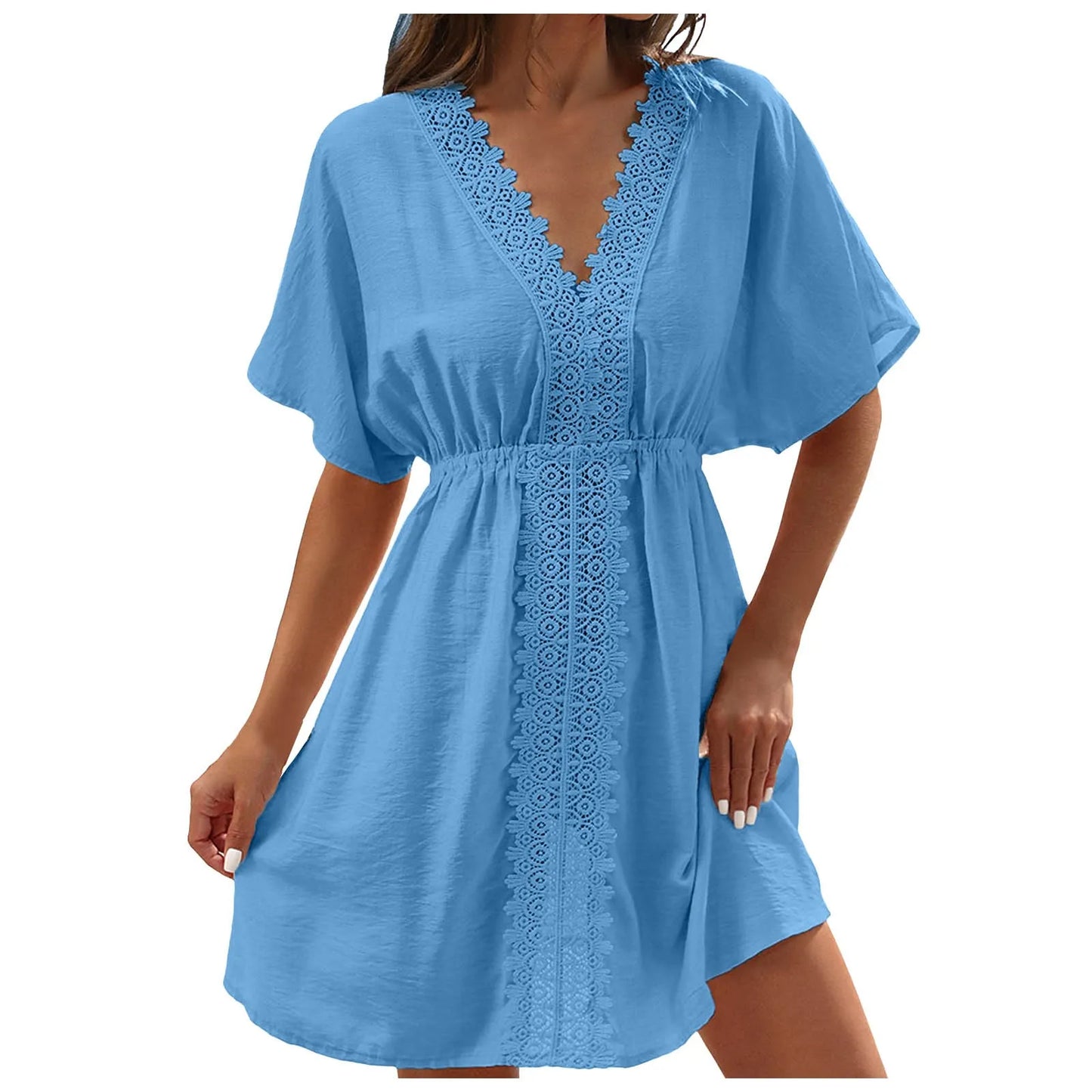 Women's Ice Silk & Lace Beach Cover-Up