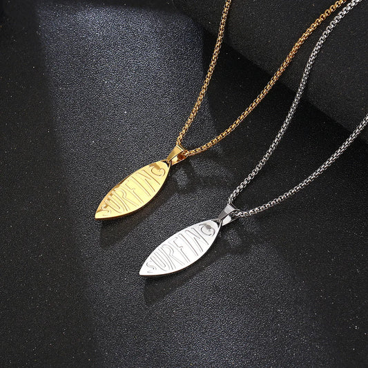 Ocean Waves Surfboard Necklace