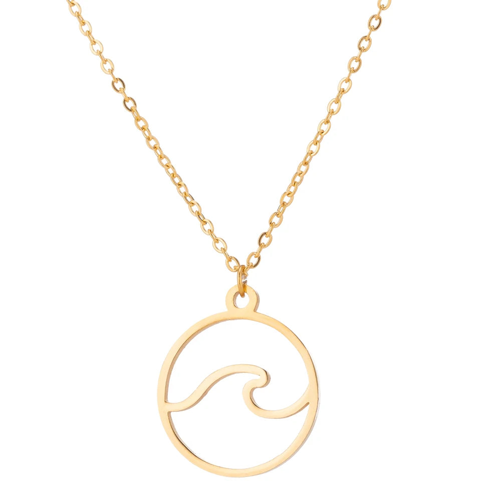 🌊 Ride the Style Wave: Simple Ocean Wave Pendant Necklace! 🌊