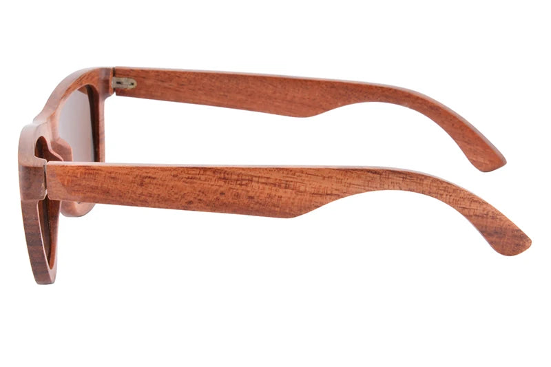Stylish, polarized wooden designer sunglasses.