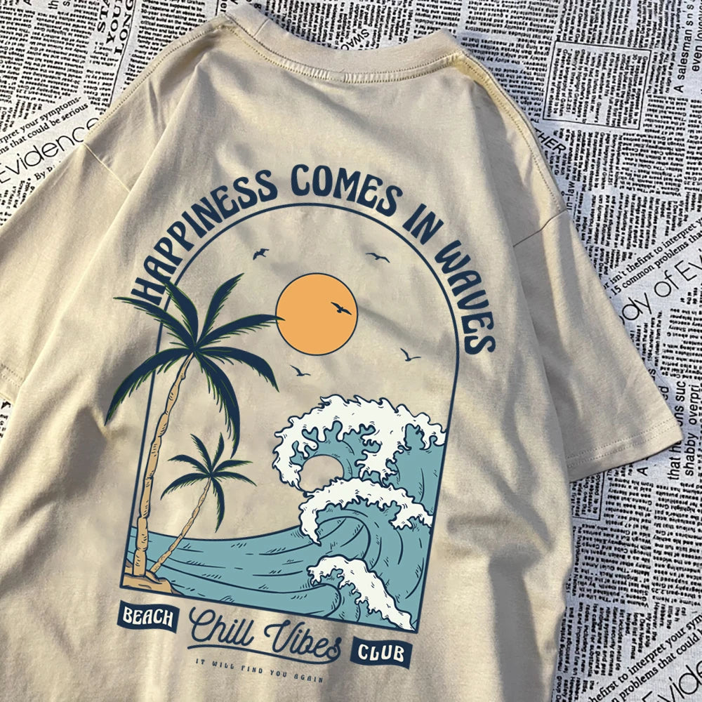 "Happiness Comes In Waves" Unisex T-Shirt
