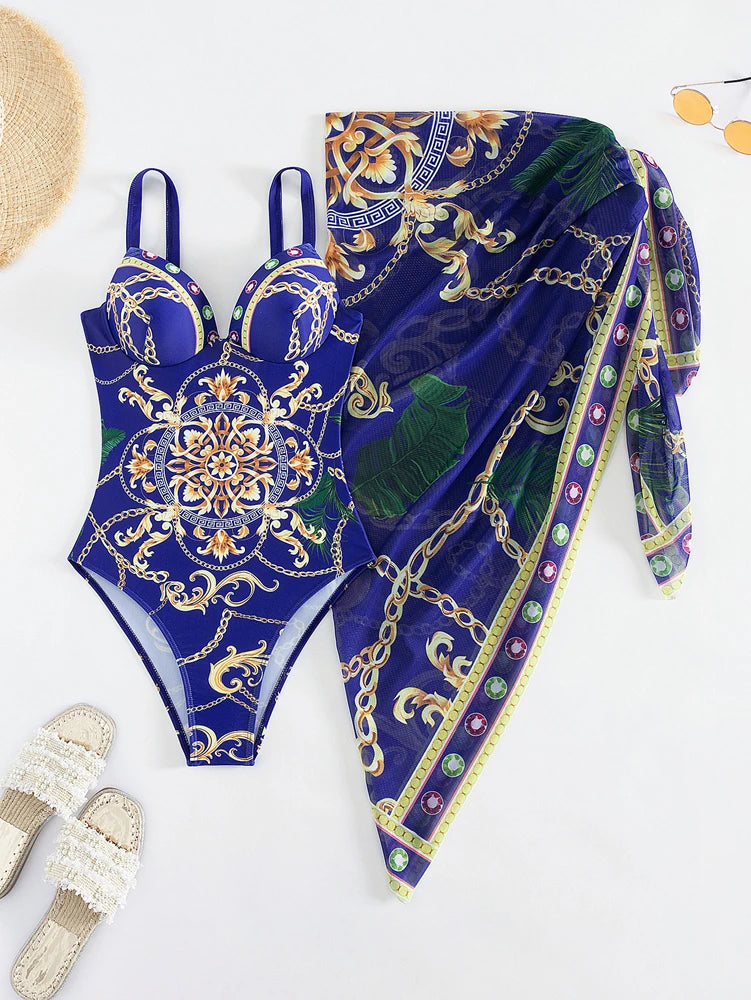 "Women Sexy Monokini Plus Size Push Up Bikini Chains Beachwear"