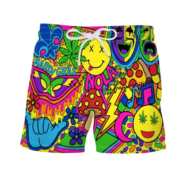 🌊 Ride the Wave in Style: Retro Tiki 3D Printed Board Shorts! 🌊