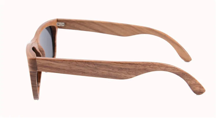 Stylish, polarized wooden designer sunglasses.