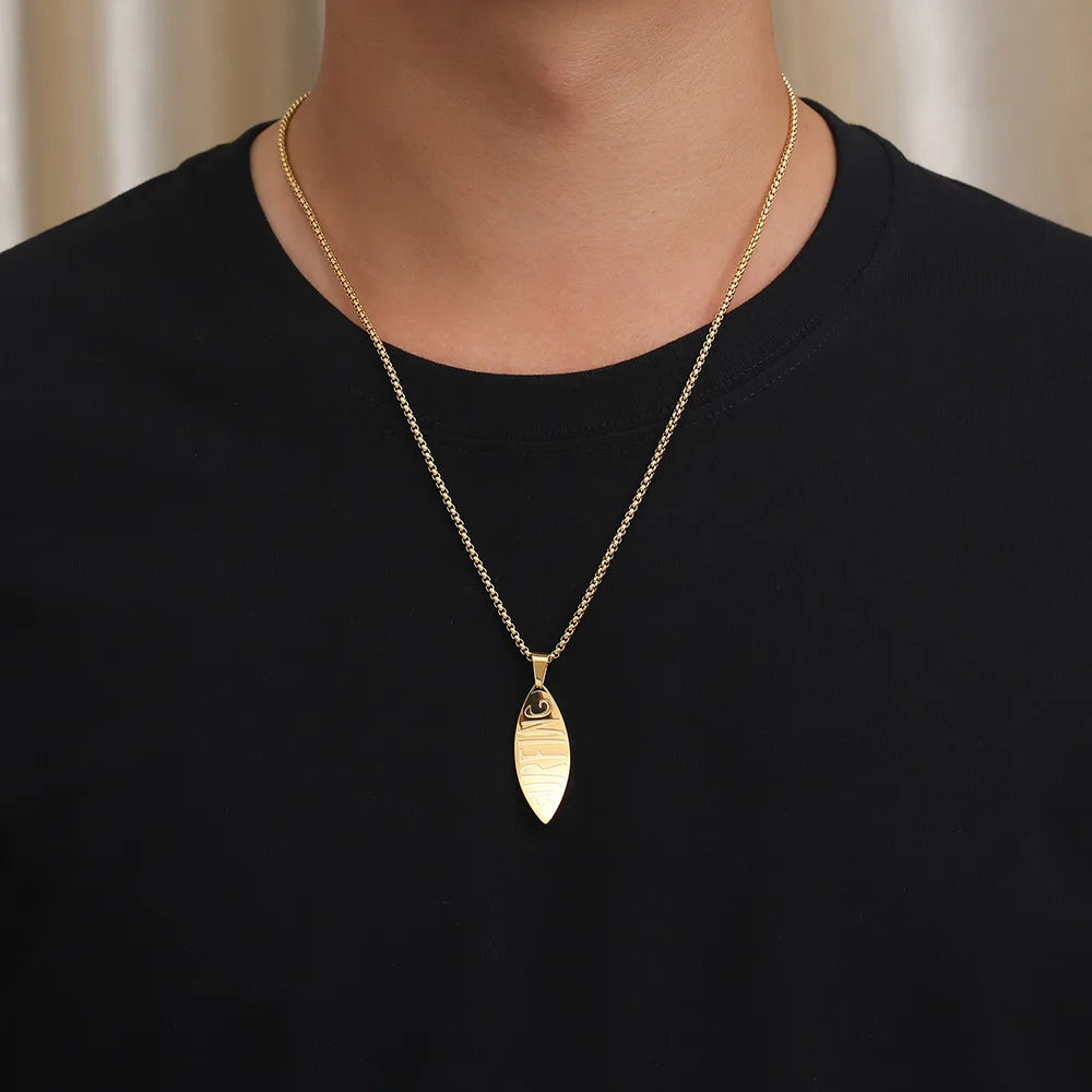 Ocean Waves Surfboard Necklace
