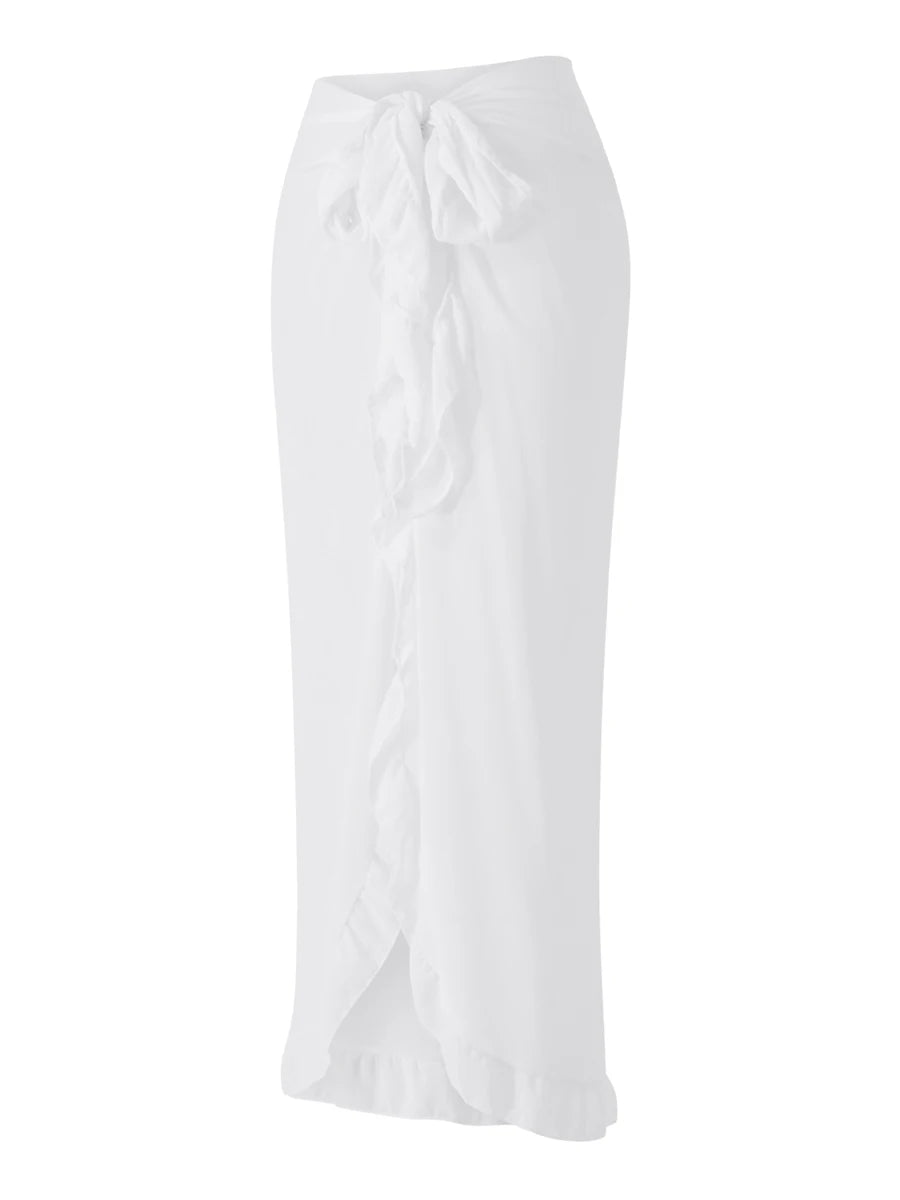 Women's Chiffon Ruffle Swimwear Cover-Up – Sheer Beach Elegance!