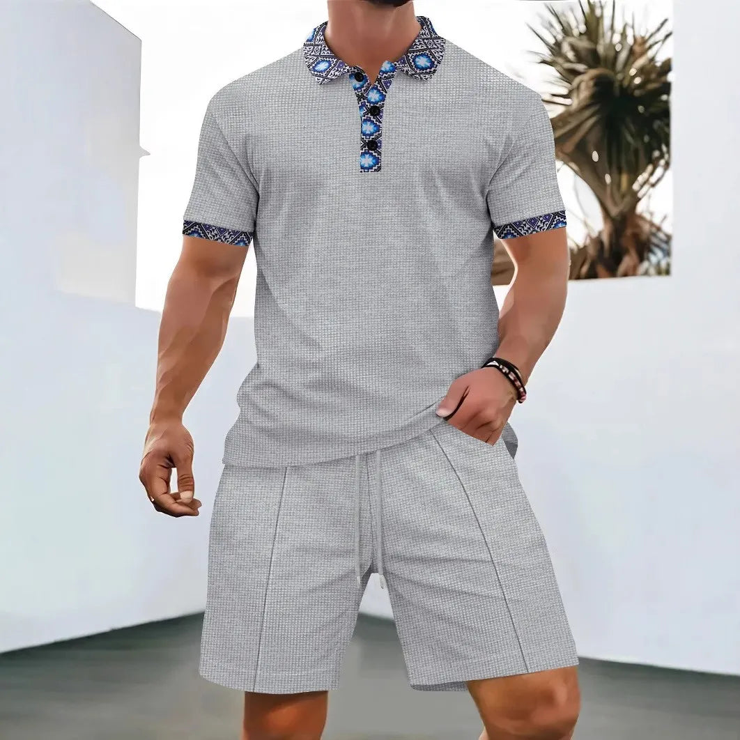 2025 Men's Waffle Zip-Up Summer Suit