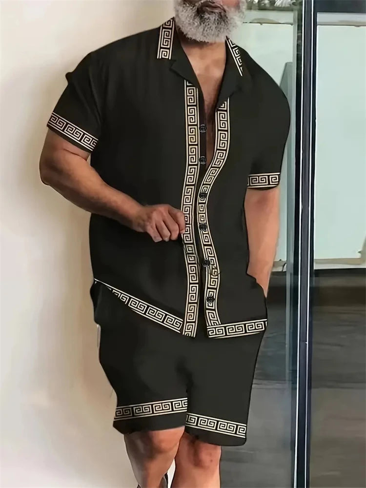 Men's New Hawaiian Jungle Print Set