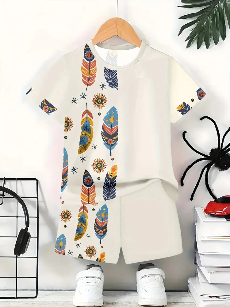 2025 Men's Creative Graffiti Print Two-Piece Set