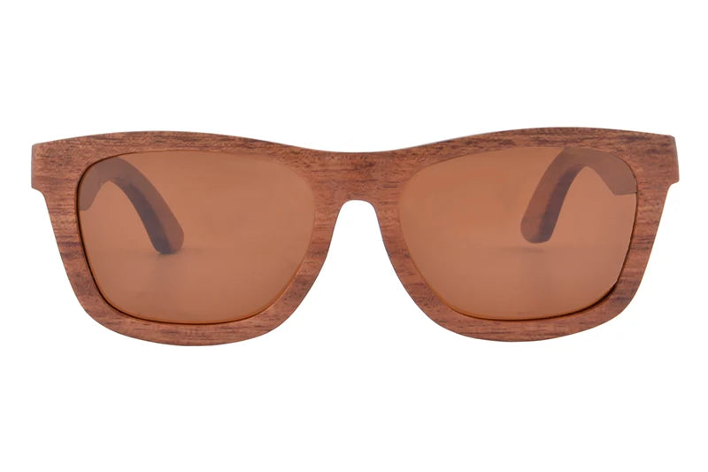 Stylish, polarized wooden designer sunglasses.