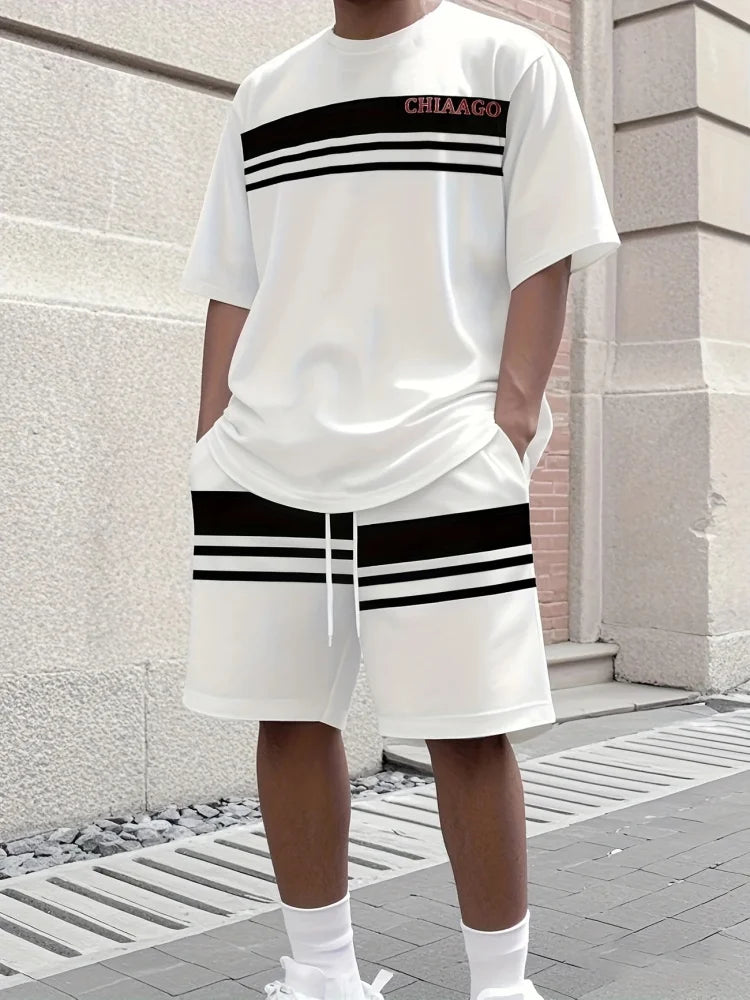 2025 Men's Creative Graffiti Print Two-Piece Set
