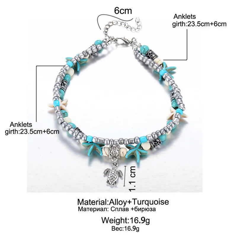 Handcrafted Starfish Ankle Bracelet, Beach Ready.