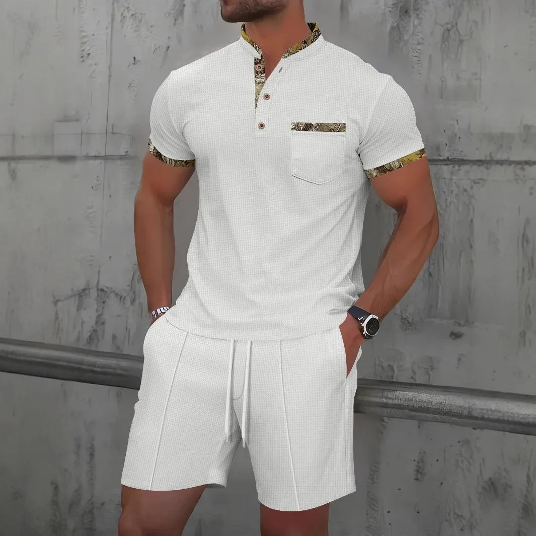2025 Men's Waffle Zip-Up Summer Suit