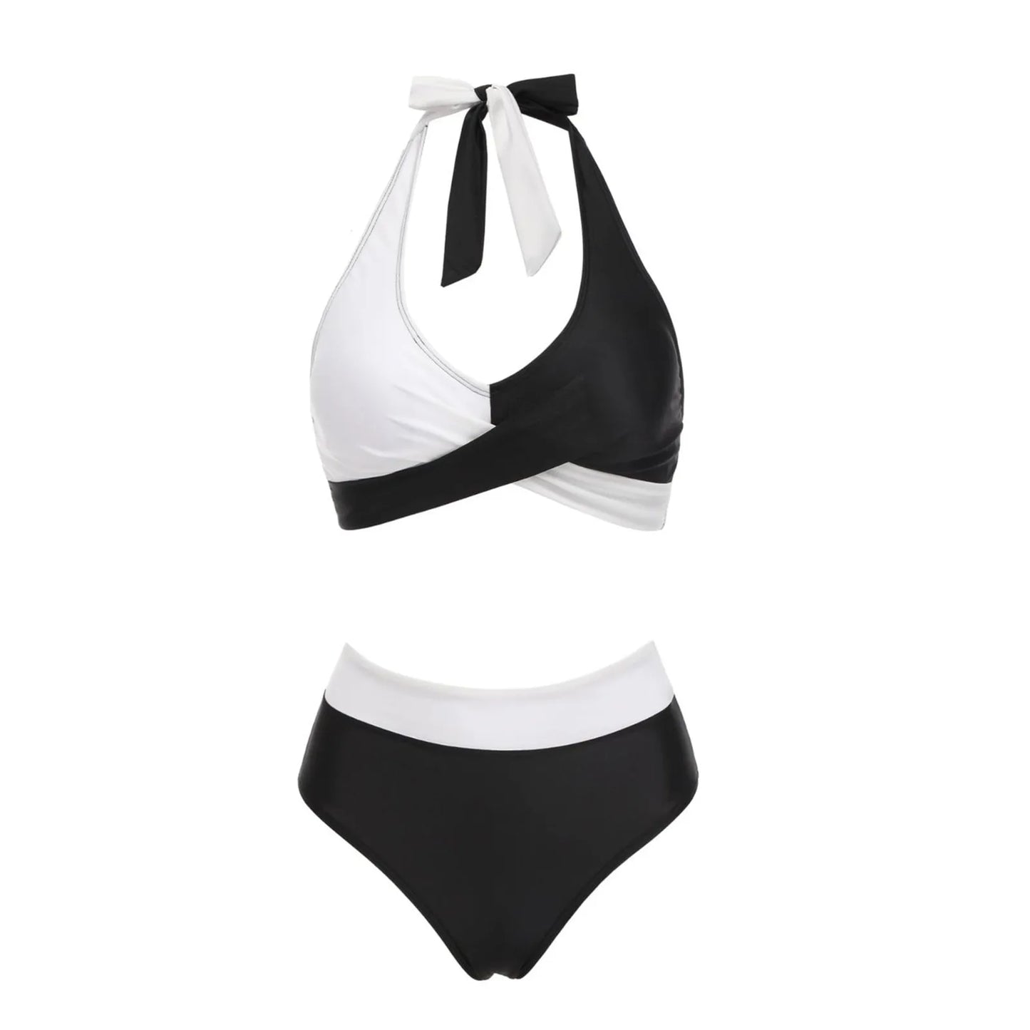 Teenagers' & Women's High-Waist Two-Piece Swimsuit - Colour Block & Floral Print
