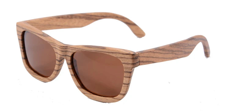 Stylish, polarized wooden designer sunglasses.