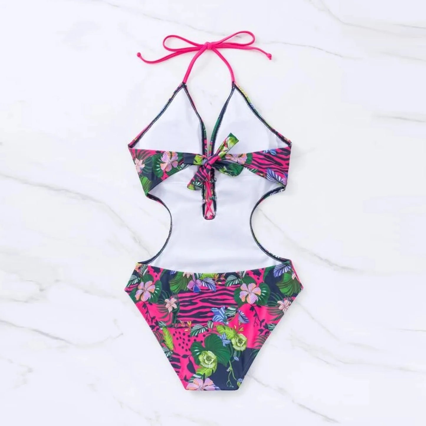 Sexy High-Waisted Bikini with Crisscross Straps & Tassel Tie Back