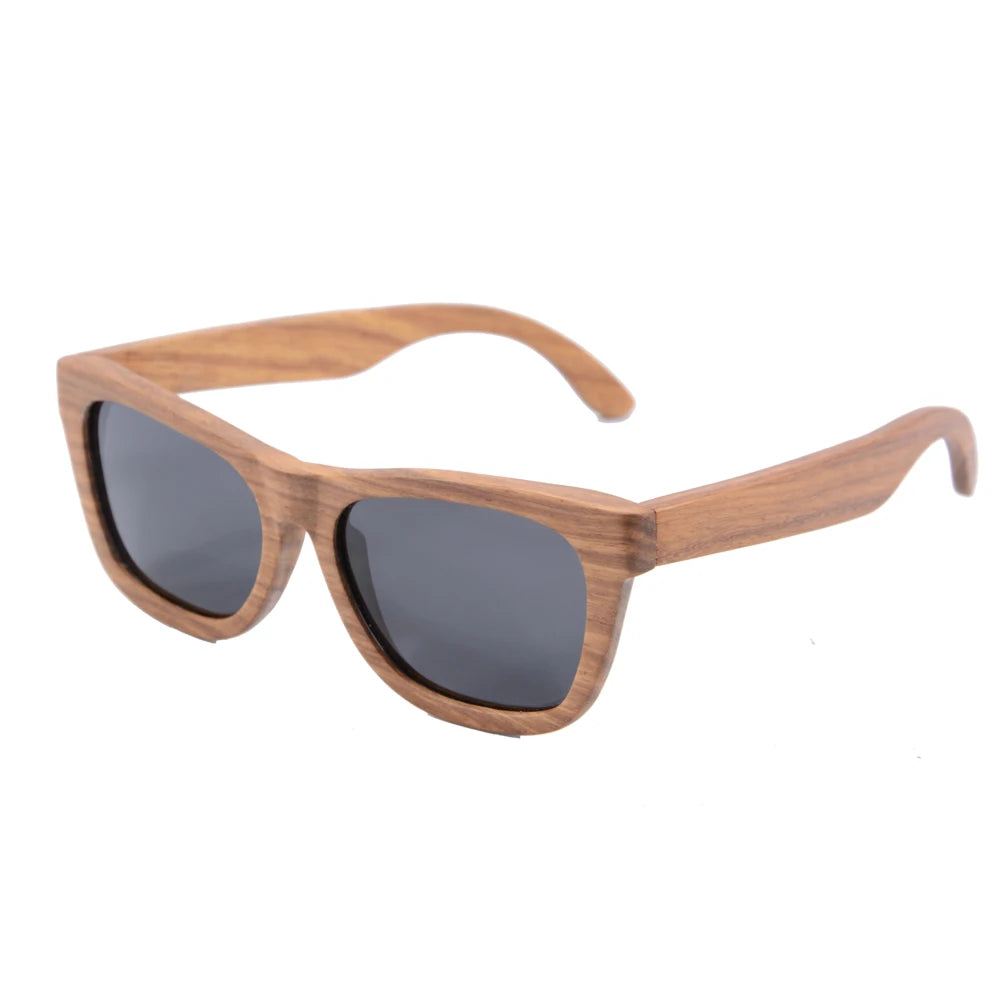 Stylish, polarized wooden designer sunglasses.