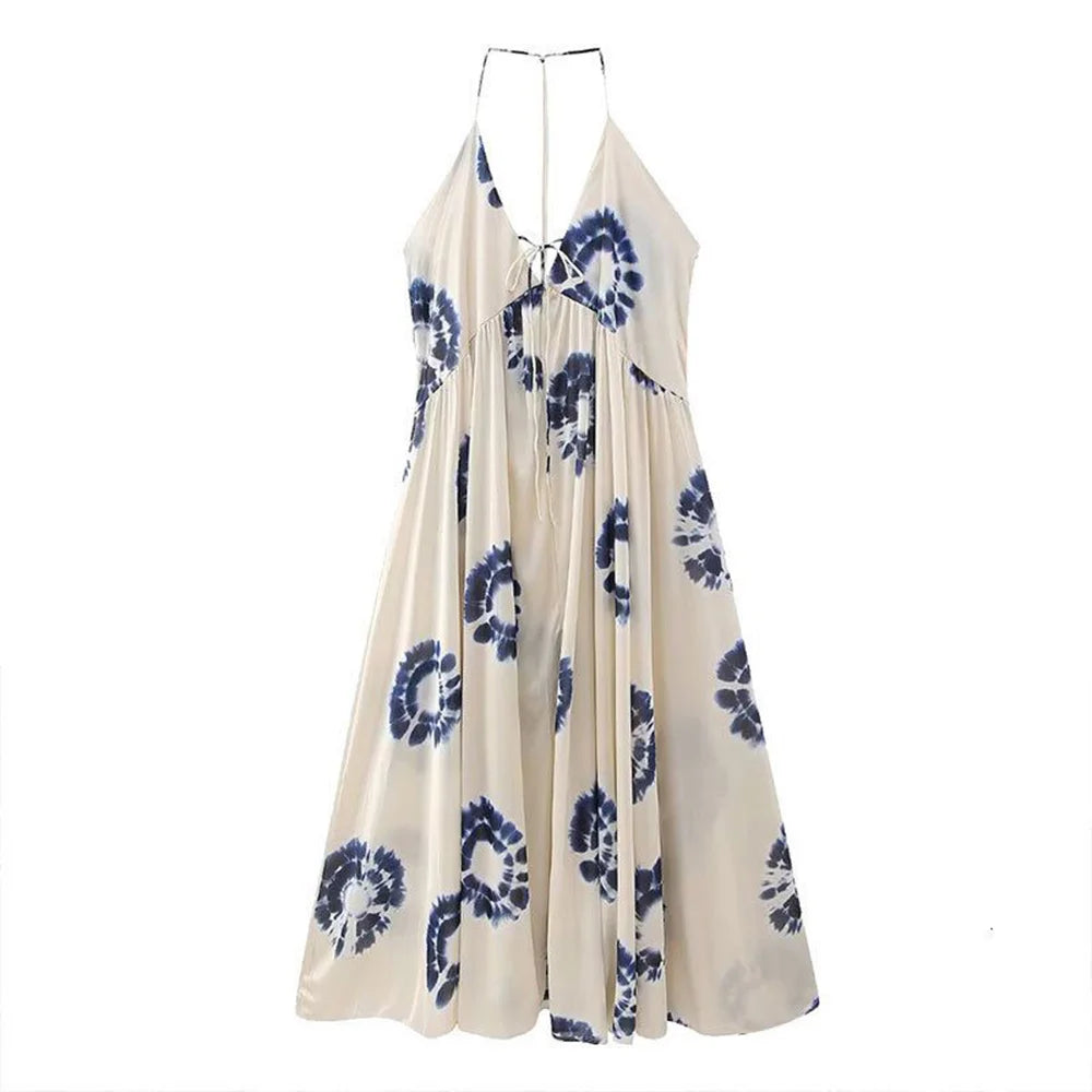 Mia Muse Contrast Print Midi Cami Dress