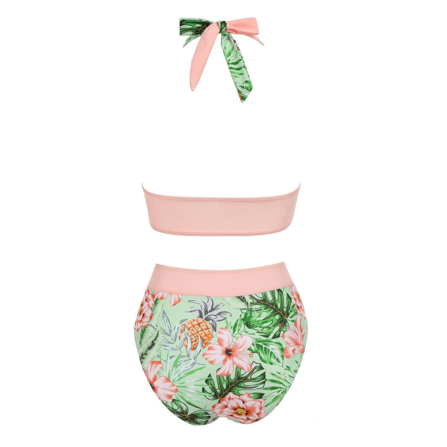 Teenagers' & Women's High-Waist Two-Piece Swimsuit - Colour Block & Floral Print