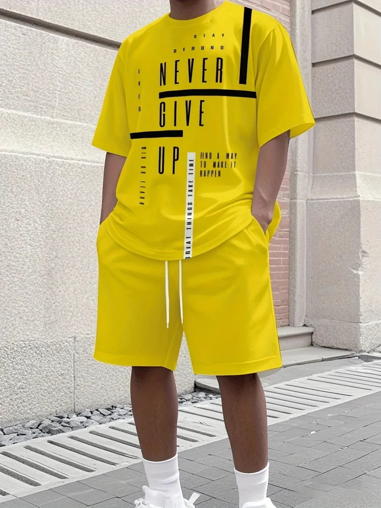 2025 Men's Creative Graffiti Print Two-Piece Set
