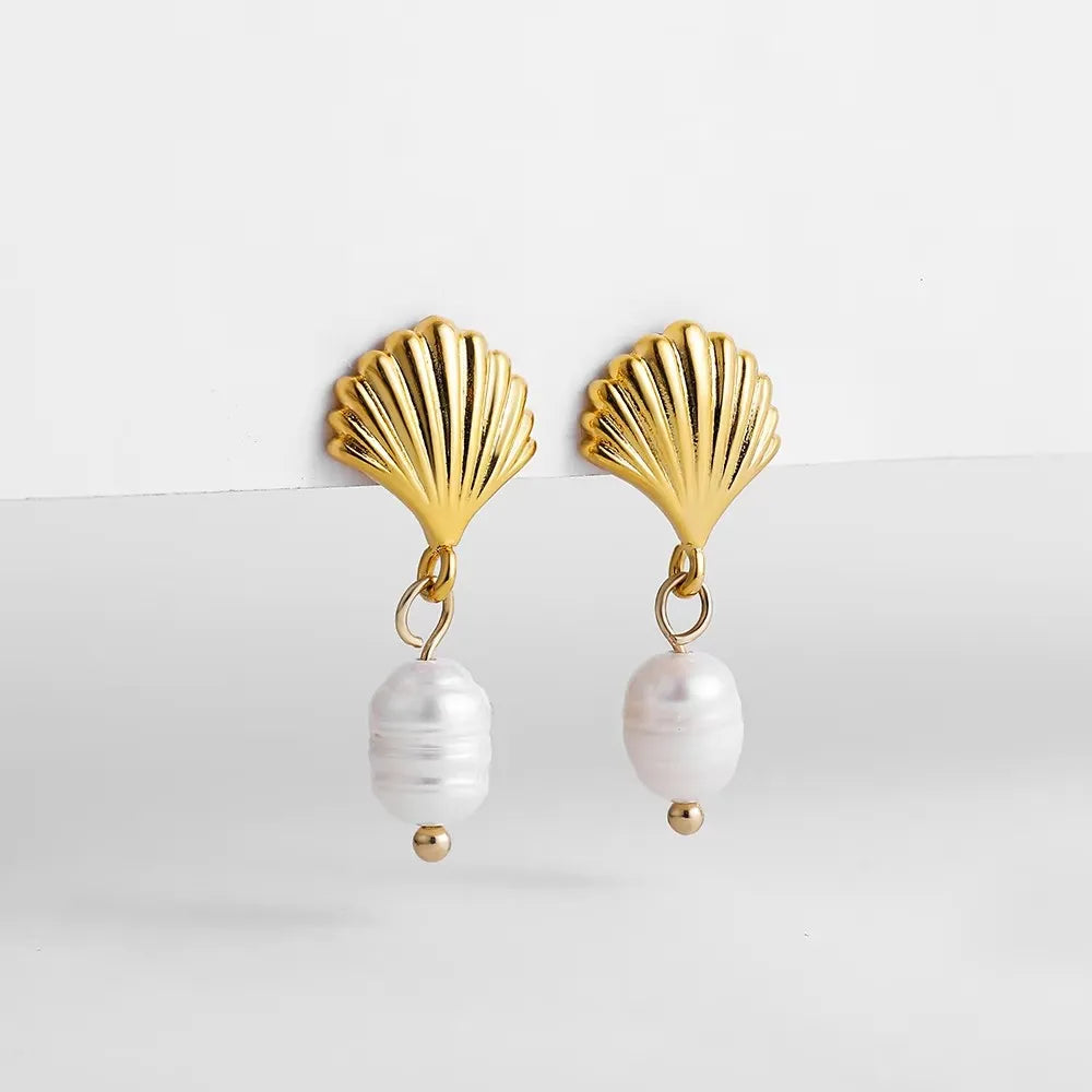 Vintage Gold-Plated Shell & Starfish Earrings