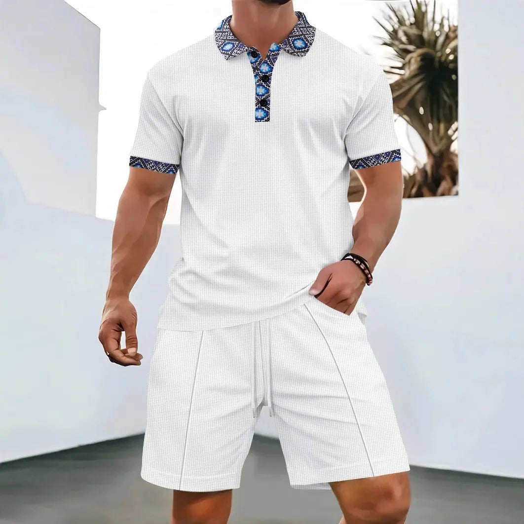 2025 Men's Waffle Zip-Up Summer Suit