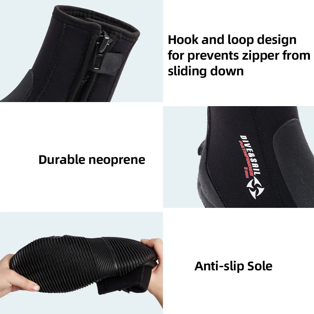 5MM Neoprene Dive Boots with Anti-Slip Grip for Ultimate Comfort in Diving, Surfing & Water Sports