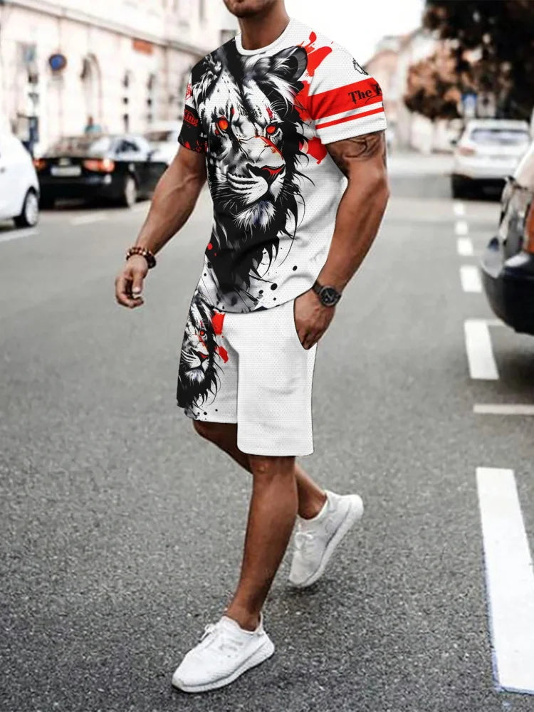 2025 Men's Creative Graffiti Print Two-Piece Set